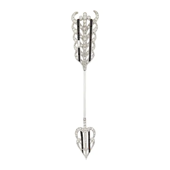 DOYLE Auctioneers & AppraisersPlatinum, Diamond and Black Onyx Feather Jabot, France