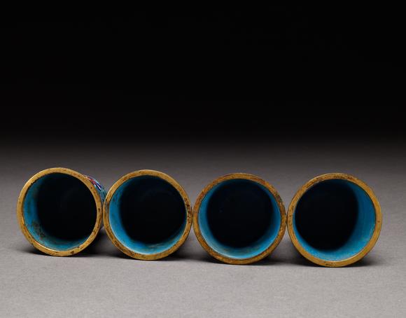 吉本株式會(huì)社清代 銅胎景泰藍(lán)茶具一套