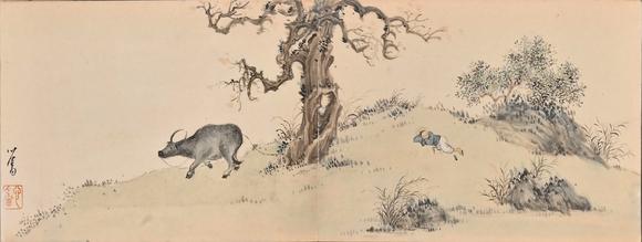 東京蕓術(shù)溥濡 松蔭行吟冊(cè)頁(yè) 冊(cè)頁(yè)紙本設(shè)色