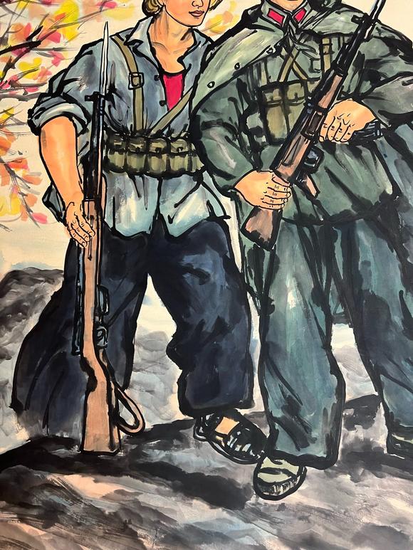 東京蕓術(shù)黃胄 南海民兵 裱片紙本設(shè)色