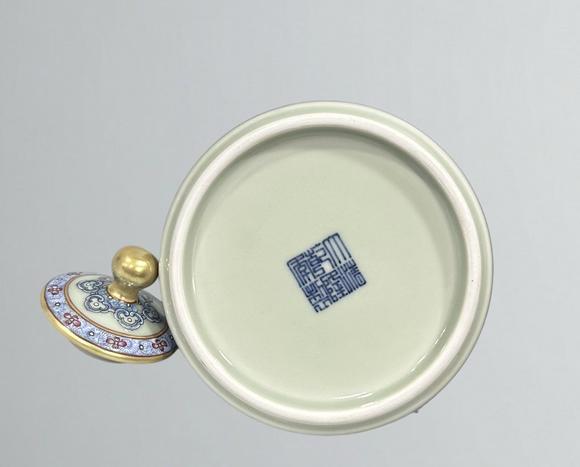 東京蕓術(shù)清亁隆 洋彩粉青釉三清茶詩(shī)壺