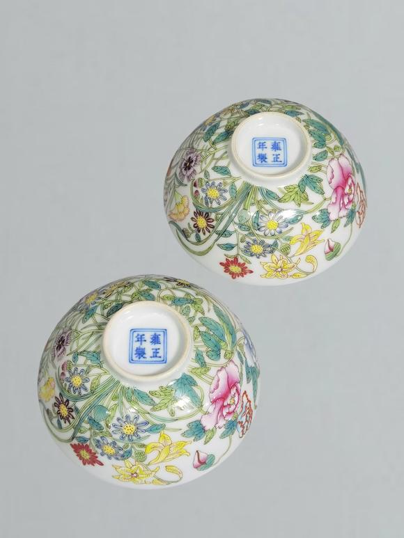 東京蕓術(shù)清雍正  年製琺瑯彩九秋圖茶圓