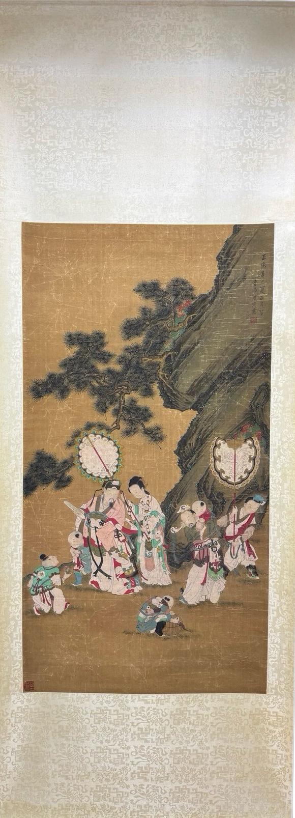 東京蕓術(shù)唐寅 多子多福圖 絹本立軸