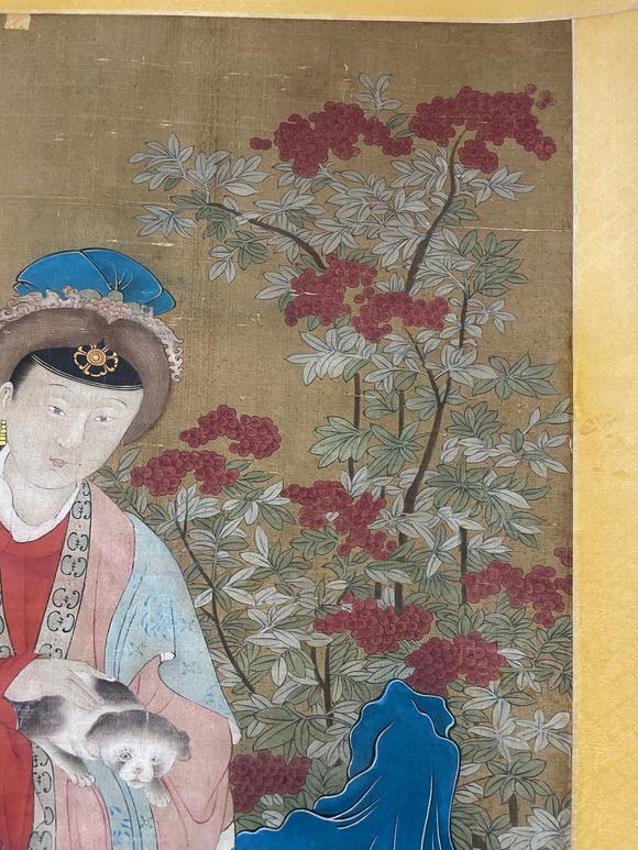 東京蕓術(shù)崔子忠 庭院抱犬仕女圖 絹本