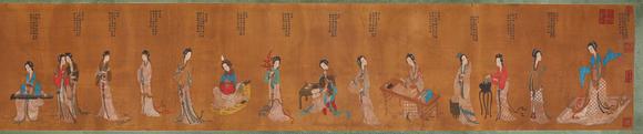 東京蕓術(shù)仇英 千秋絕豔圖卷 手卷絹本設(shè)色