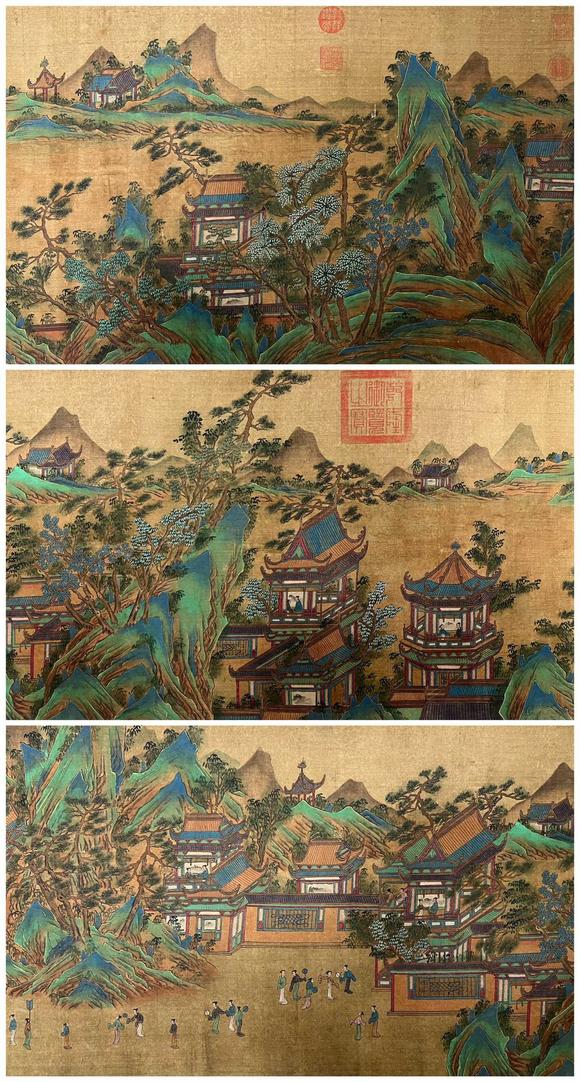東京蕓術(shù)趙伯駒 上苑春游圖卷 手卷絹本設(shè)色