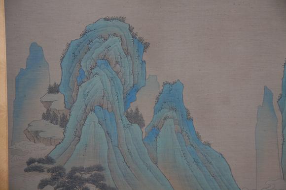 東京蕓術(shù)張擇端 云山高閣圖 立軸絹本設(shè)色