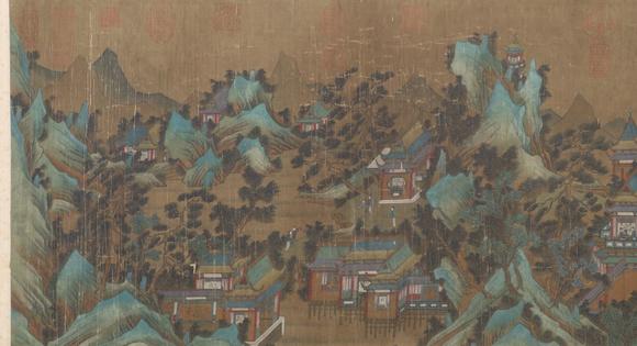 東京蕓術(shù)展子虔 隋代 瓊樓春游圖卷 手卷絹本設(shè)色