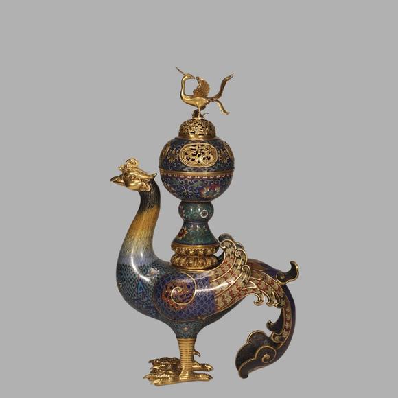 東京蕓術(shù)清 銅胎景泰藍(lán)掐絲琺瑯天雞尊
