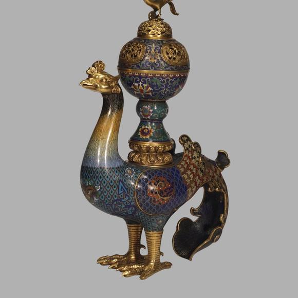 東京蕓術(shù)清 銅胎景泰藍(lán)掐絲琺瑯天雞尊