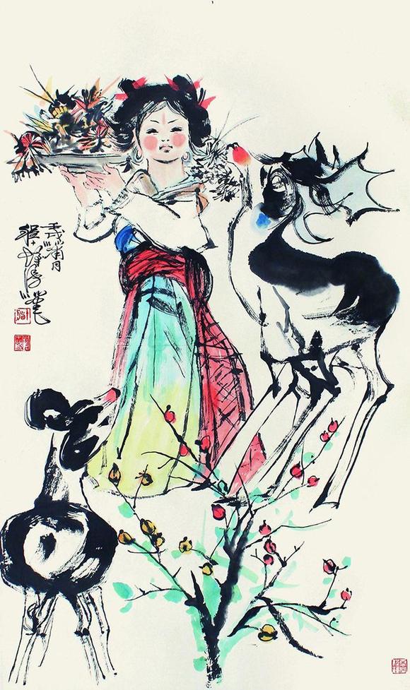 北京萬歷程十發(fā) 少女與鹿