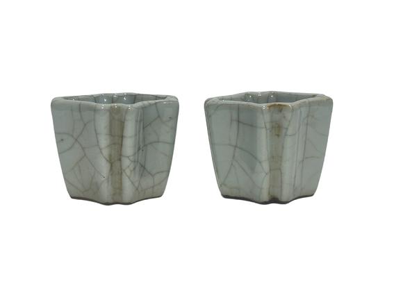 Castle AuctionA Chinese pair of square guan ware cups, Ming Dynasty Pr. or earlier.