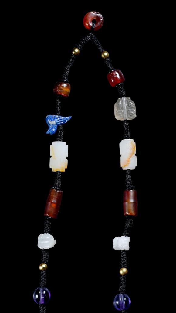 Castle AuctionA Multi-Coloured Hardstone Bead Necklace, Han, Circa 2nd C BC–2nd C AD Pr.