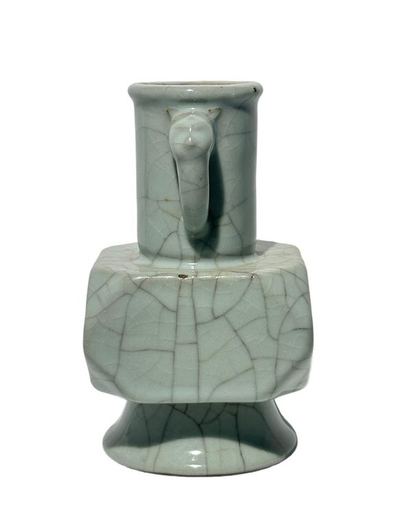 Castle AuctionA Chinese guan ware vase with double ears, YongZheng Pr. 
