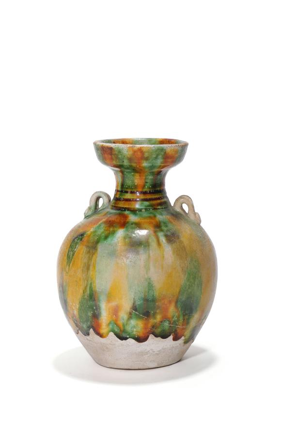 Castle AuctionA Tang Sancai Two-Eared Vase, 7th–10th C Pr.