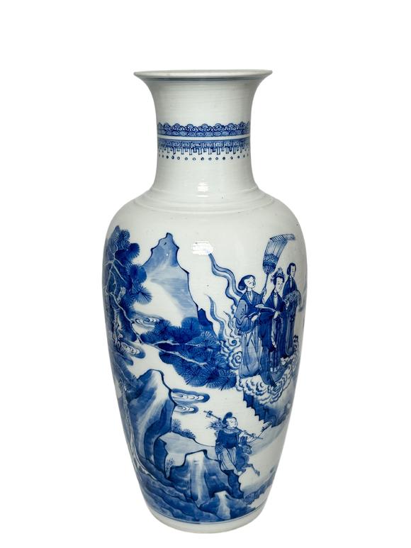 Castle AuctionA Chinese blue and white depicting figure vase, Kang Xi Pr. 