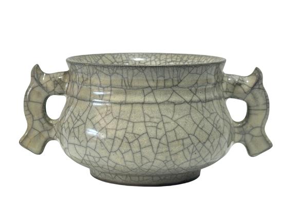 Castle AuctionA Chinese Ge-glazed censor with double-handlers, Ming Dynasty Pr. 