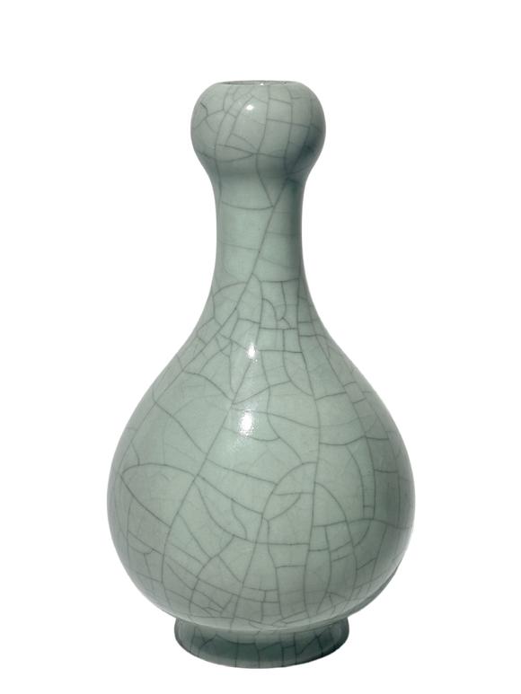 Castle AuctionGuan ware vase with garlic type mouth, Qian Long Pr. 