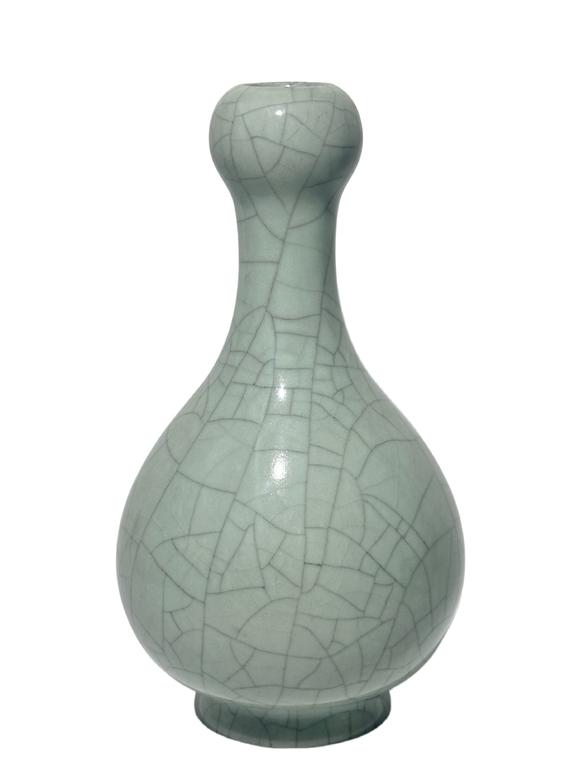 Castle AuctionGuan ware vase with garlic type mouth, Qian Long Pr. 