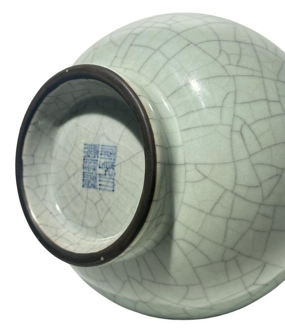 Castle AuctionGuan ware vase with garlic type mouth, Qian Long Pr. 