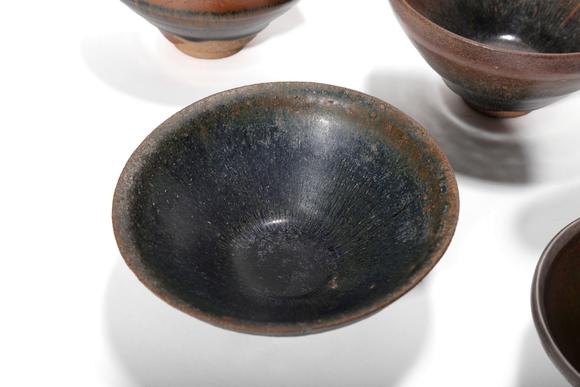 Castle AuctionA Set of Four Hare’s Fur Glaze Jian Tea Bowls, 12th–13th C Pr.