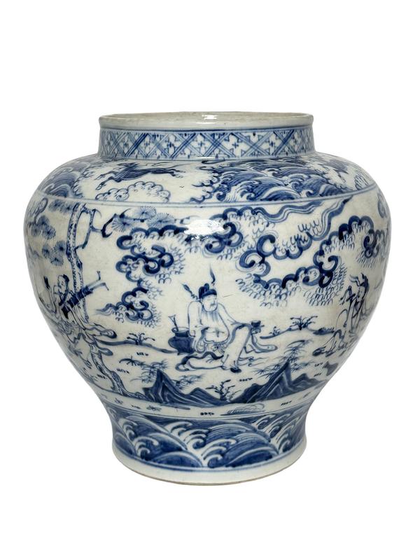 Castle AuctionA Chinese Blue and white figure jar, Ming Dynasty Pr. 