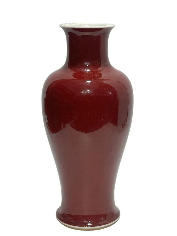 Castle AuctionA Chinese Lang ware red vase, Kang Xi Pr. 