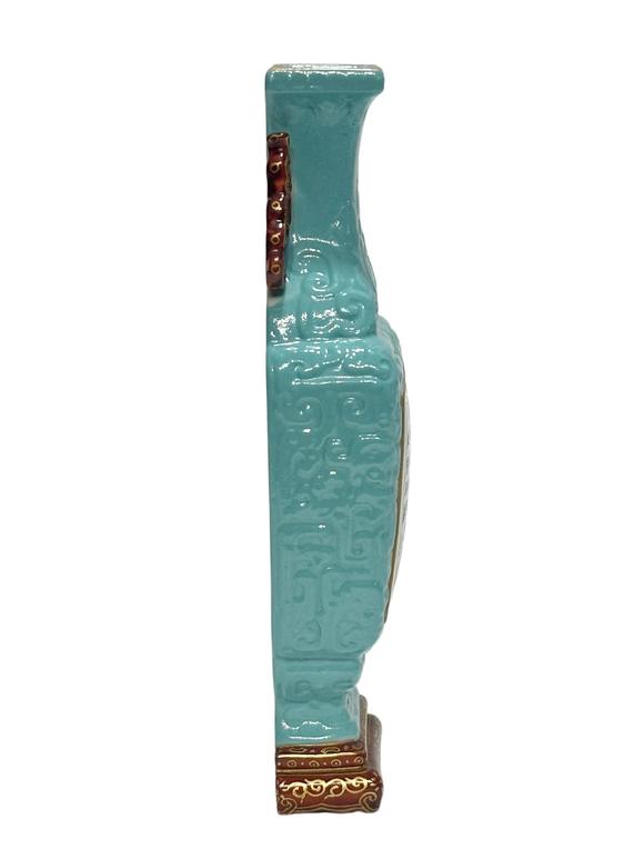 Castle AuctionA Chinese green ground wall-hanging vase, Qian Long Pr. 