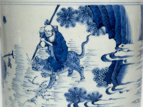 Castle AuctionA Chinese blue and white figure incense burner, Kang Xi Pr. 