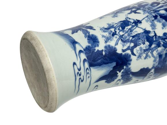 Castle AuctionA Chinese blue and white figure tube vase, Kang Xi Pr. 