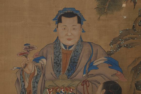 弘楊株式會社郎世寧絹本皇太后禦園采芝像圖畫
