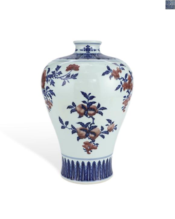 金澤美術(shù)清乾隆 青花釉裏紅折枝瑞果紋梅瓶