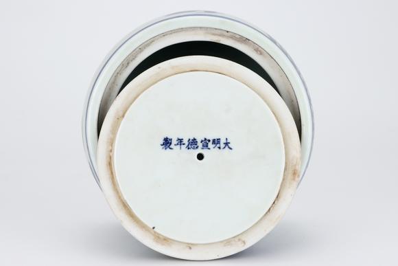 金澤美術(shù)明宣德 青花白鷺黃鸝紋蟋蟀罐