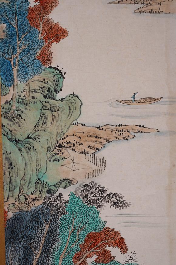 Cascade'sPu Ru green landscape. | 溥儒 青綠山水