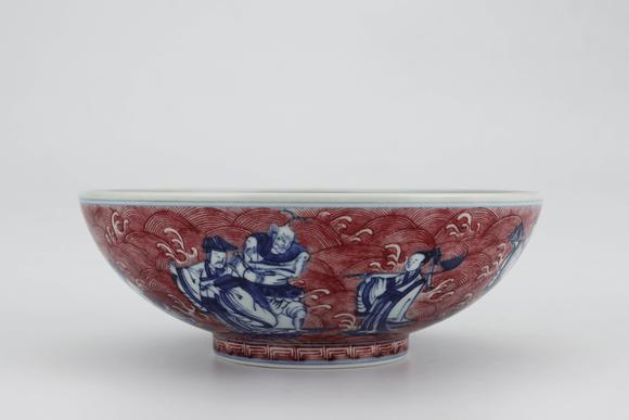 Cascade'sQing gan long blue and white glazed red eight immortals figure pattern bowl | 清乾隆 青花釉裏紅八仙人物紋碗