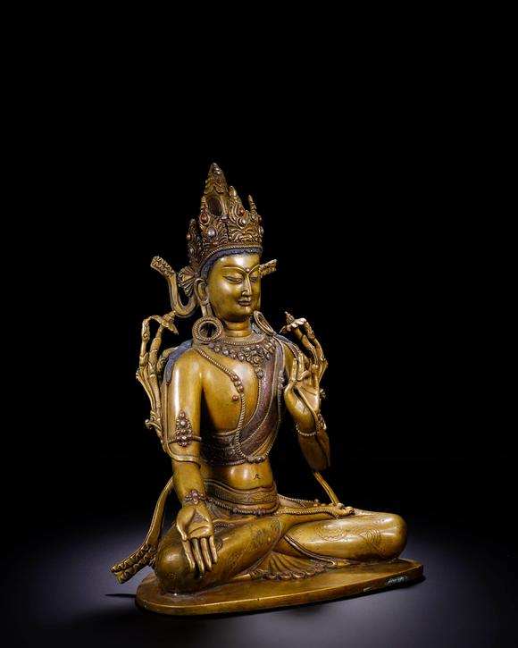 Cascade'sBronze statue of Maitreya Buddha | 清 銅彌勒菩薩坐像