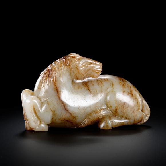 Cascade'sMing Bai Yu Qin se lying horse | 明 白玉沁色臥馬