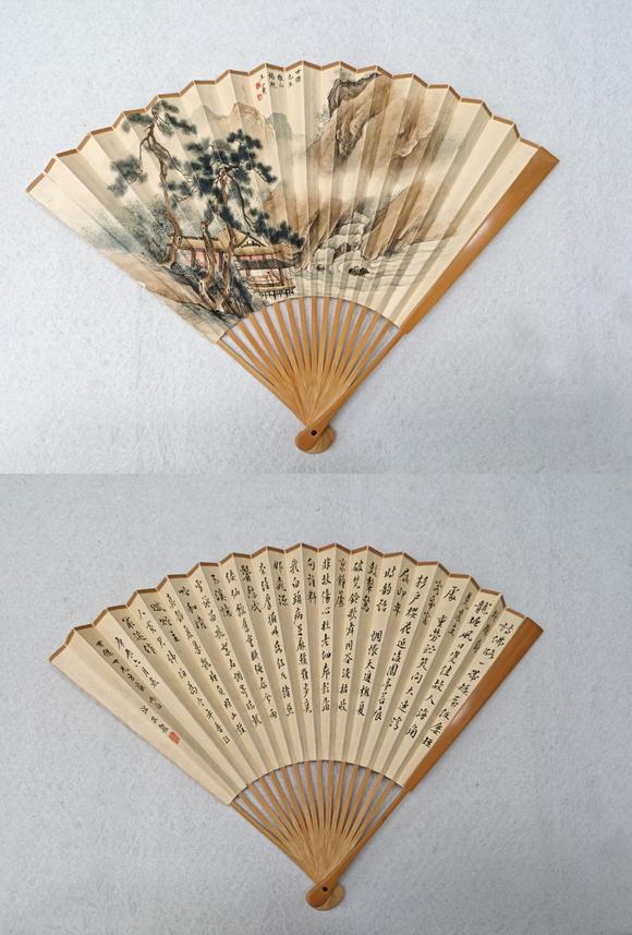 京都粵盛美術(shù)王心競、江孔殷/書畫成扇