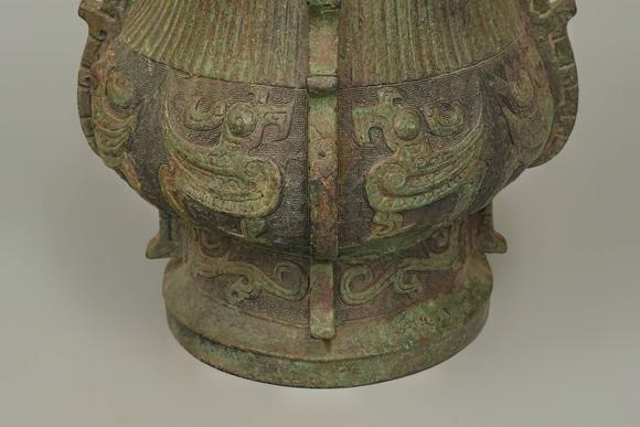 京都祇園會(huì)拍賣商 青銅鳳紋提梁卣 六字銘文日本桐箱附
