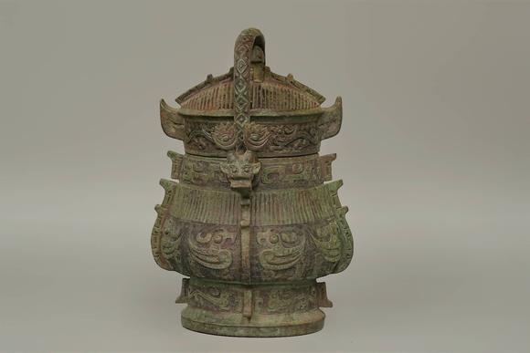 京都祇園會(huì)拍賣商 青銅鳳紋提梁卣 六字銘文日本桐箱附