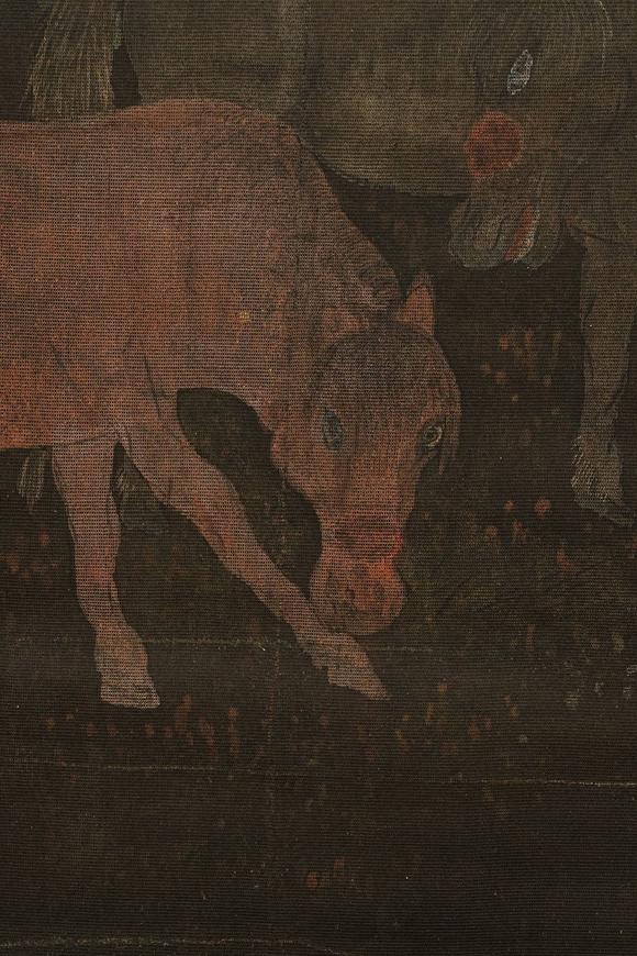 京都祇園會(huì)拍賣明 佚名 人物 絹本掛軸 日本桐箱附