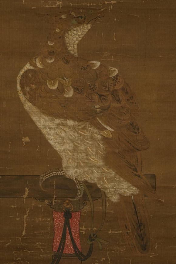 京都祇園會(huì)拍賣(mài)宋徽宗皇帝鷲之圖 絹本掛軸 宣和殿學(xué)士蔡京贊 延寶二年石川民部源宗弘獻(xiàn)上之（1674年）第三代仙臺(tái)藩主藤原一伊達(dá)綱宗舊藏 大正五年?yáng)|京兩國(guó)美術(shù)俱樂(lè)部伊達(dá)家藏品入札 雙箱1674年 黑漆燙金原箱 參考資料附 日本古裂裝裱