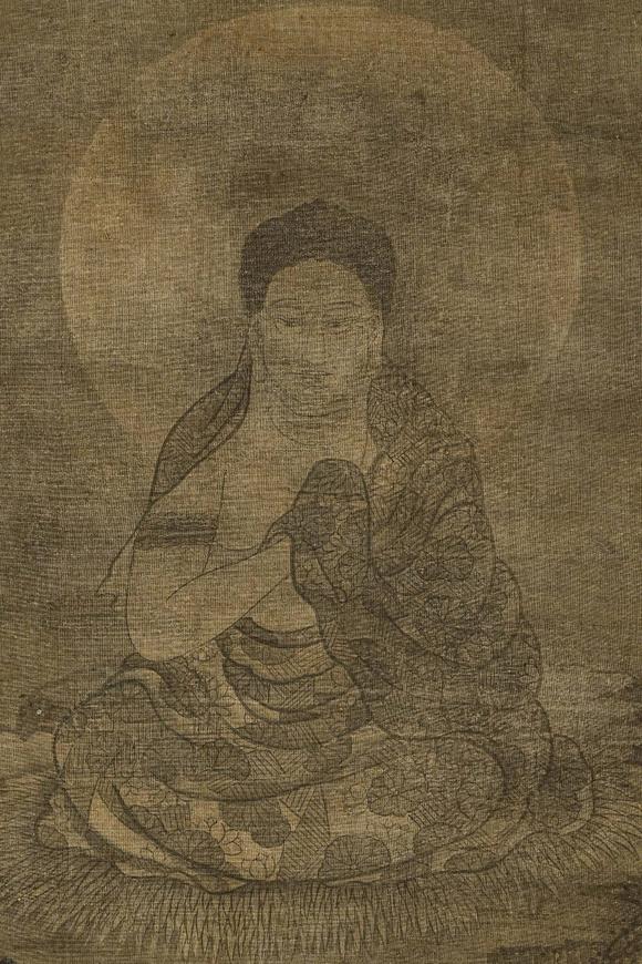 京都祇園會(huì)拍賣(mài)元代 華嚴(yán)三圣圖三幅 絹本掛軸 日本古裂裝裱 日本桐箱附