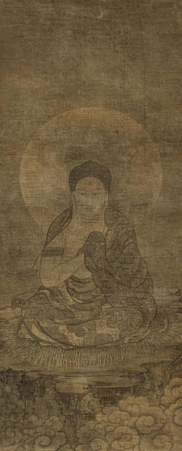 京都祇園會(huì)拍賣(mài)元代 華嚴(yán)三圣圖三幅 絹本掛軸 日本古裂裝裱 日本桐箱附