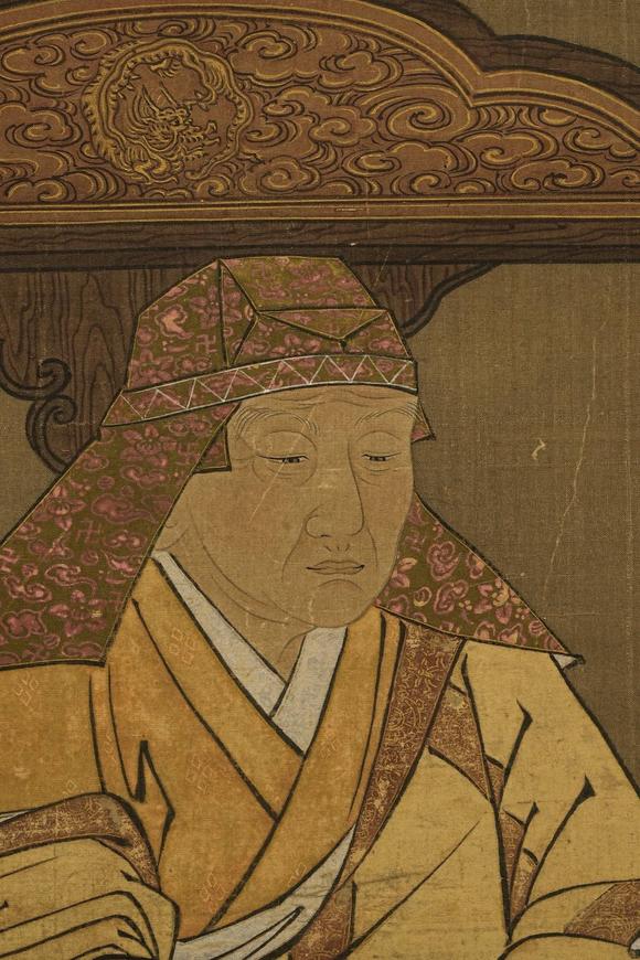 京都祇園會(huì)拍賣楚石梵琦贊佛畫 日本古裂裝裱 絹本掛軸 日本桐箱附