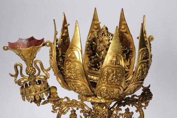 Eden Fine Antiques Galleries LLCA CHINESE GILT BRONZE LOTUS SHRINE