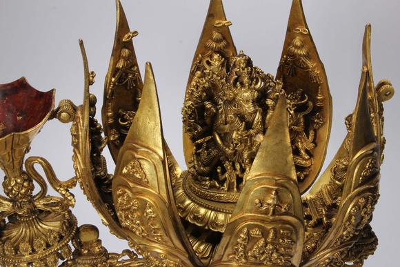 Eden Fine Antiques Galleries LLCA CHINESE GILT BRONZE LOTUS SHRINE