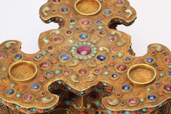Eden Fine Antiques Galleries LLCA CHINESE GILT SILVER GEM INLAID CENSER