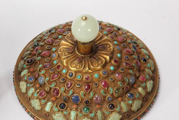 Eden Fine Antiques Galleries LLCA CHINESE GILT SILVER GEM INLAID CENSER