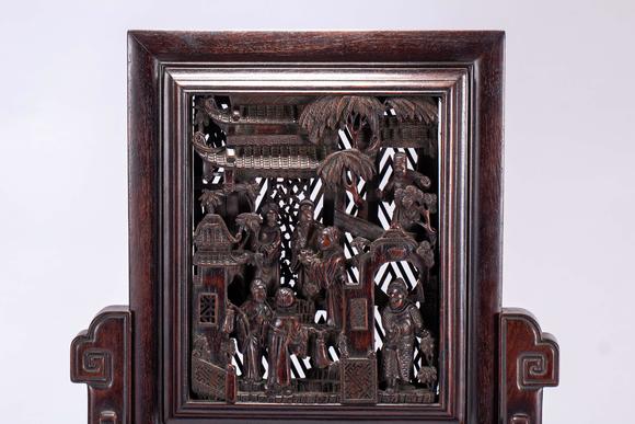 Eden Fine Antiques Galleries LLCA CHINESE ZITAN WOOD TABLE SCREEN